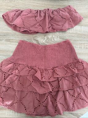 Fashion Nova Dusty Rose Smocked Eyelet Mini Skirt